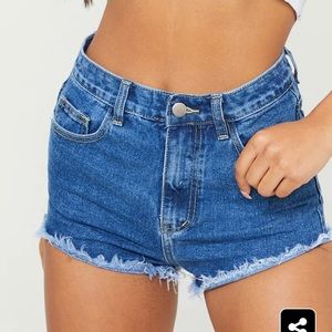 mid blue denim shorts